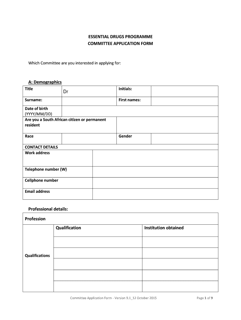 Committee Application Form 1910