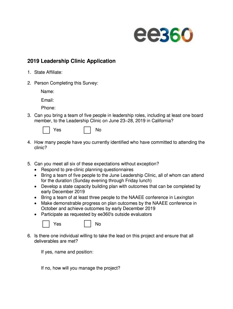 Leadership Clinic Application  Form