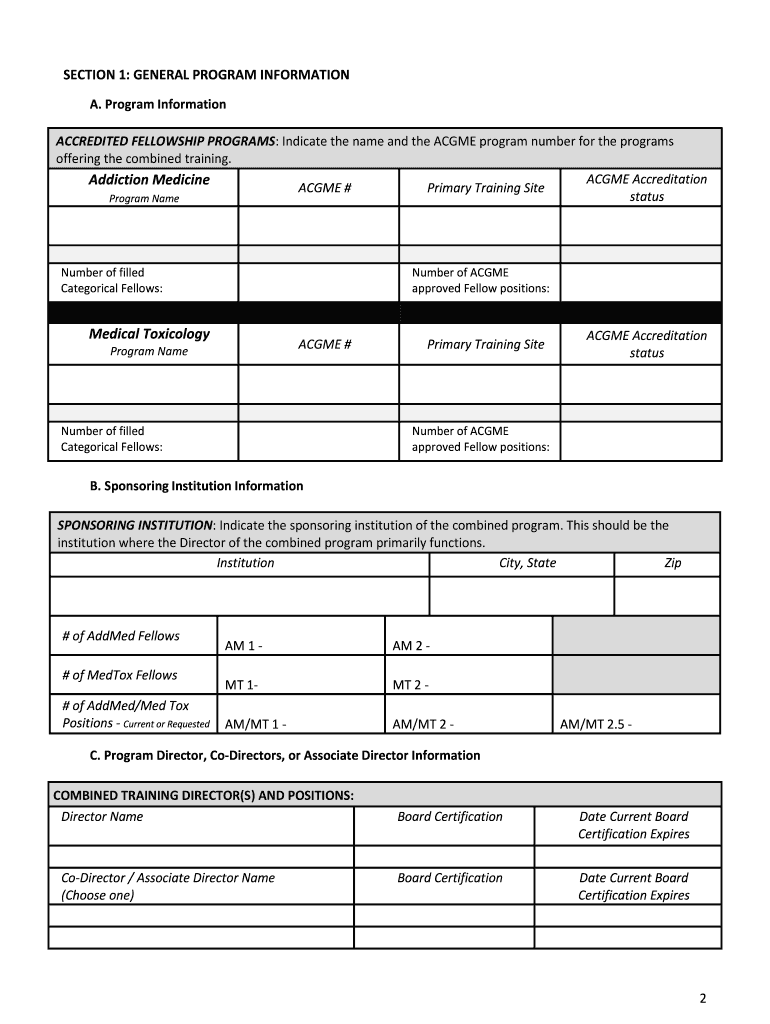 Addiction MedicineMedical Toxicology Fellowship Application  Form