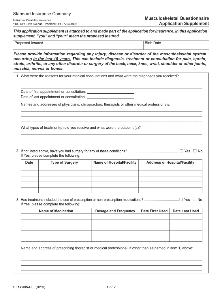  MusculoSkeletal Questionnaire Application Supplement FL, 17985fl PDF GR 92346 2016-2024