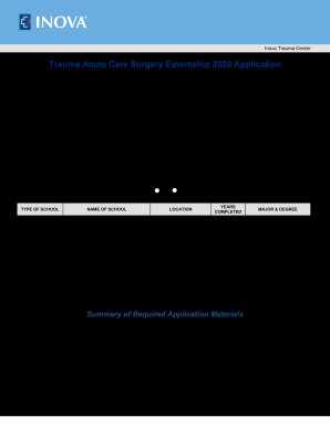 Trauma Acute Care Surgery Externship FAQ Inova  Form