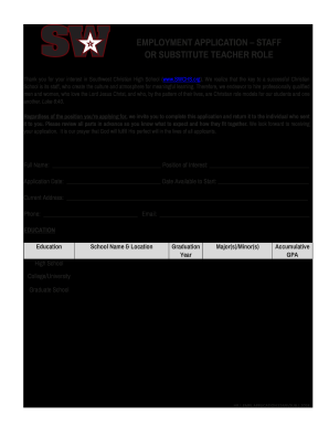 SWCHS Staff Application DOCX  Form