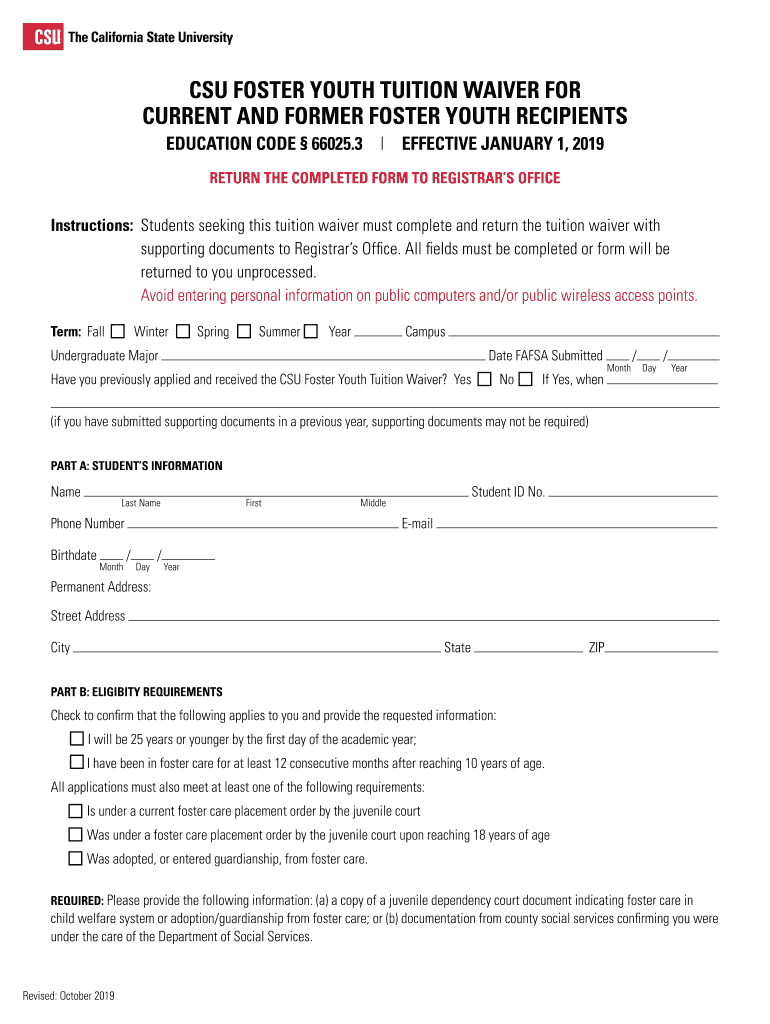  State Level Tuition Assistance Programs for Foster Youth 2019-2024