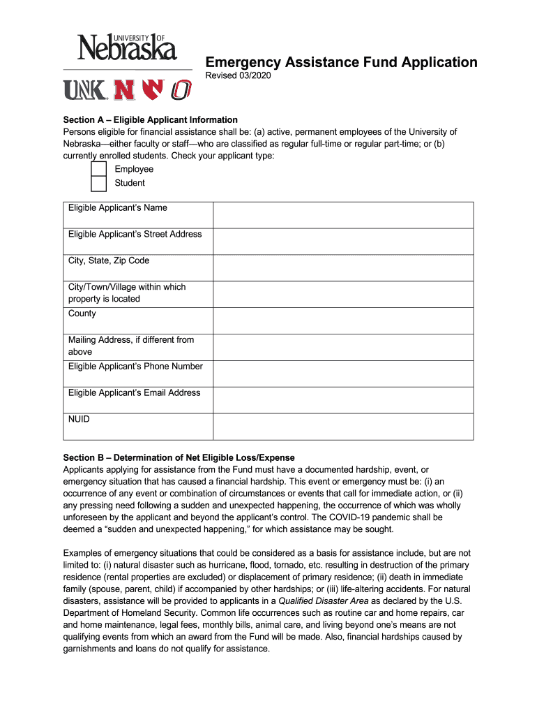 Assistance Fund Application  Form