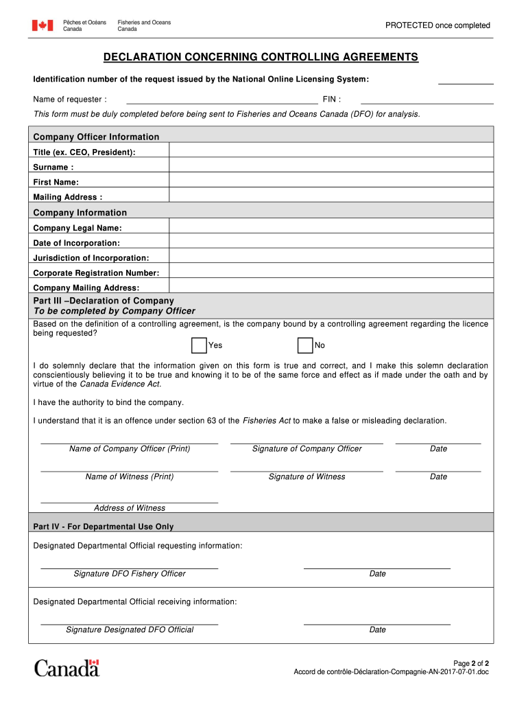 DECLARATION CONCERNING CONTROLLING AGREEMENTS  Form