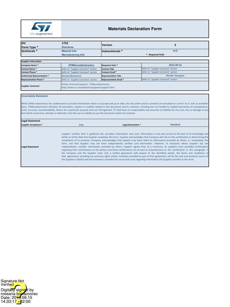 Form Type Distribute Version 2 0 Ref IPC 1752A Sectionals