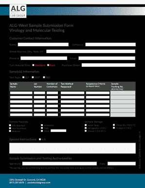 ALG West Sample Submission Form Virology and Molecular Testing