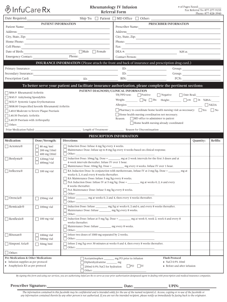 Rheumatology IV Infusion Referral Form to Better Serve Your