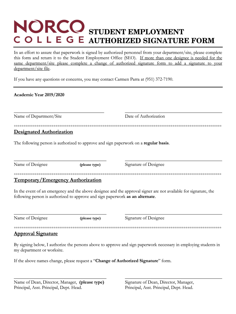 Change of Authorized Signature Form