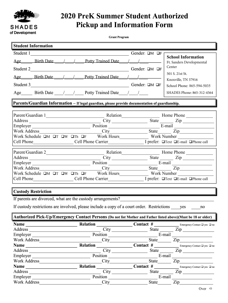 Potty Training Lord's Little Army Preschool Form