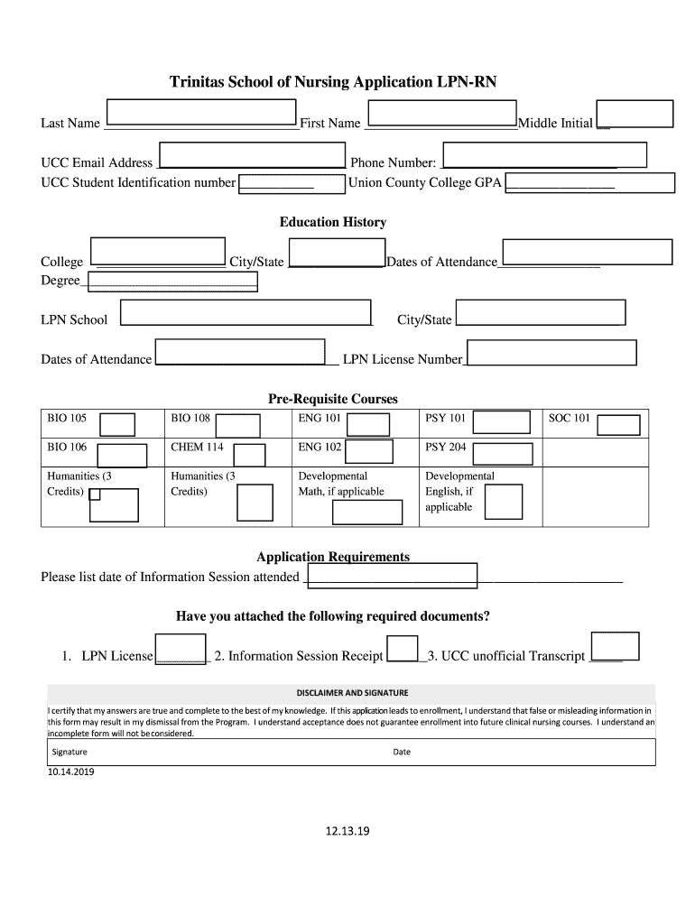 LPN to RN Application Packet  Form