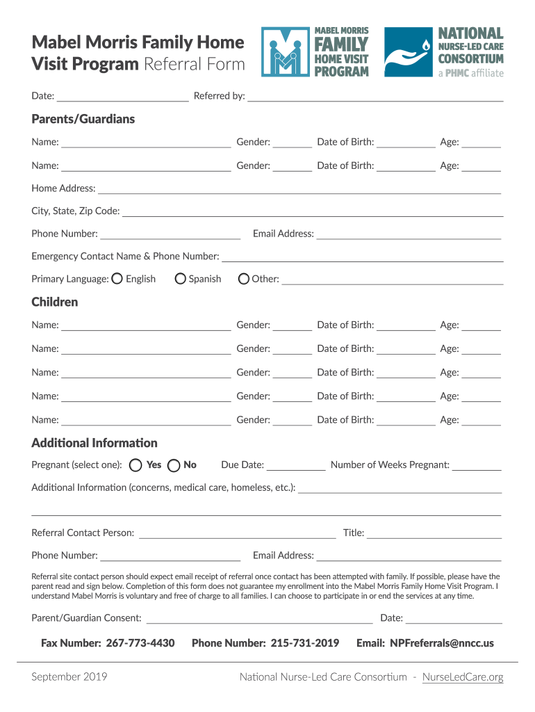 Mabel Morris Family Home Visit Program Referral Form