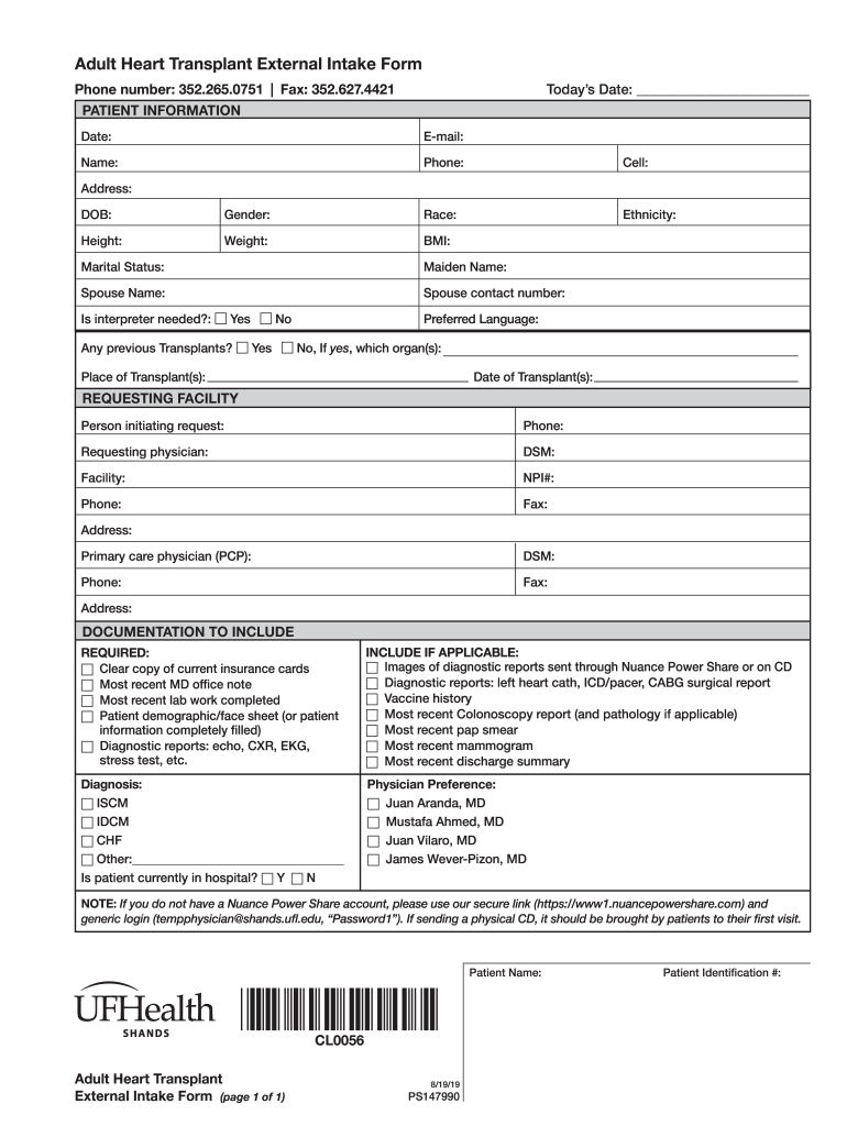 UF Health Heart Transplant Referral Form PDF