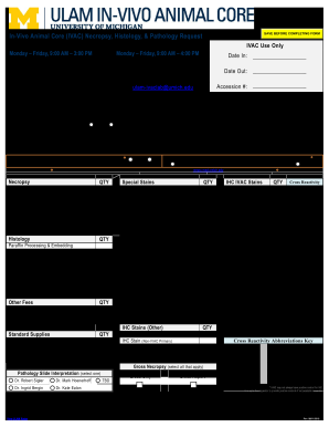  IVAC Necropsy, Histology, & Pathology Request Form 2019