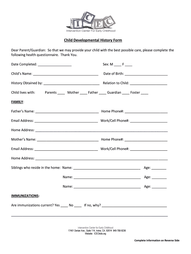 Dear ParentGuardian so that We May Provide Your Child with the Best Possible Care, Please Complete the  Form