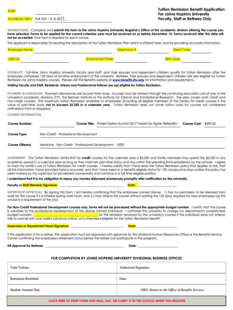  FY17 AI Tuition Remission Form PDF 2017-2024