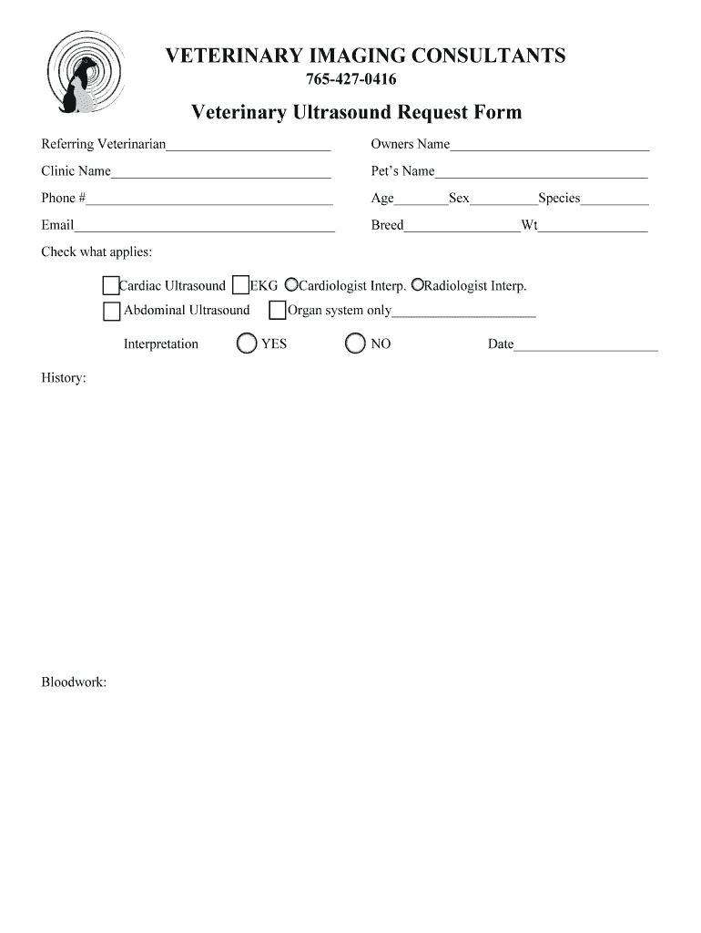 VETERINARY IMAGING CONSULTANTS Veterinary  Form