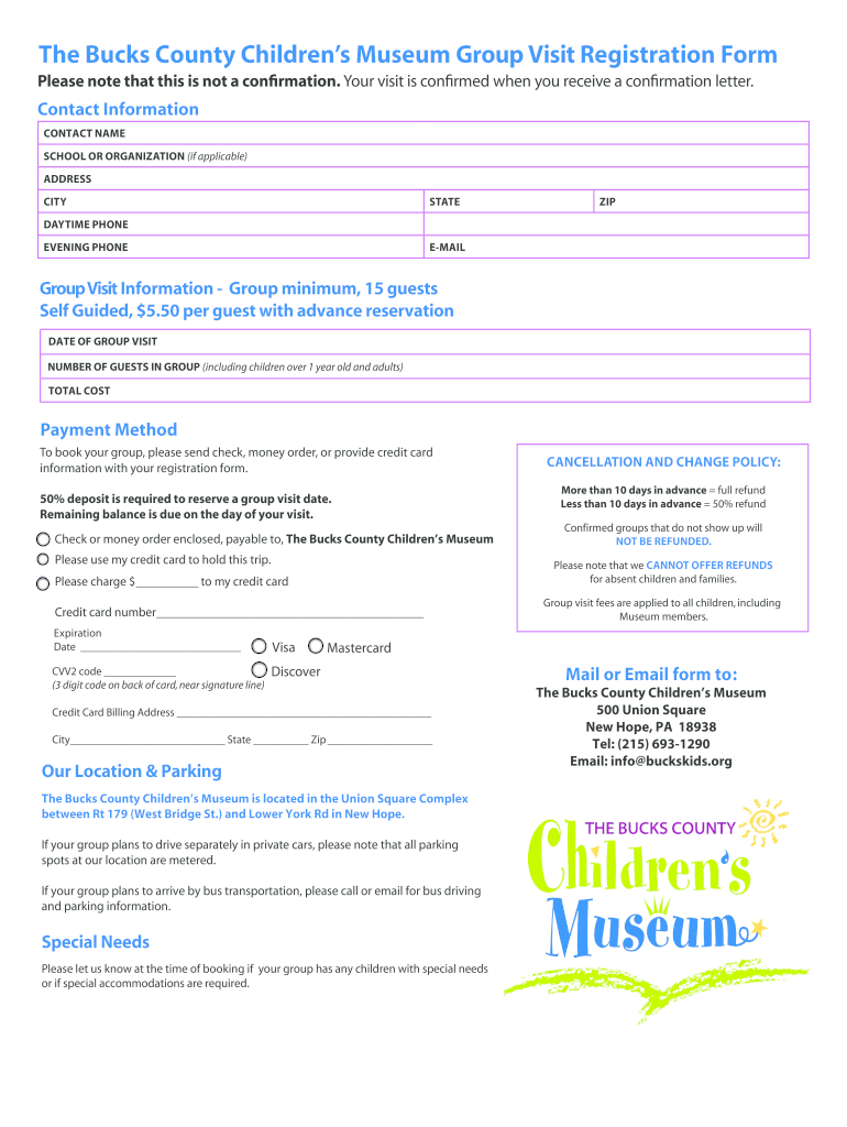  the Bucks County Children's Museum Field Trip Registration 2015-2024