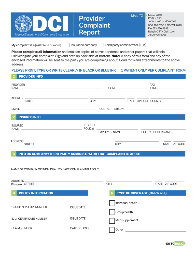 How to File a Complaint with the Missouri Department of  Form