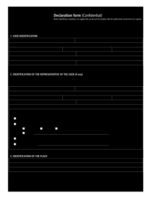 Declaration Form Confidential This Form is Used to Submitting a Complaint