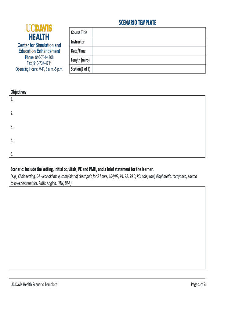 Scenario Template UC Davis Health  Form