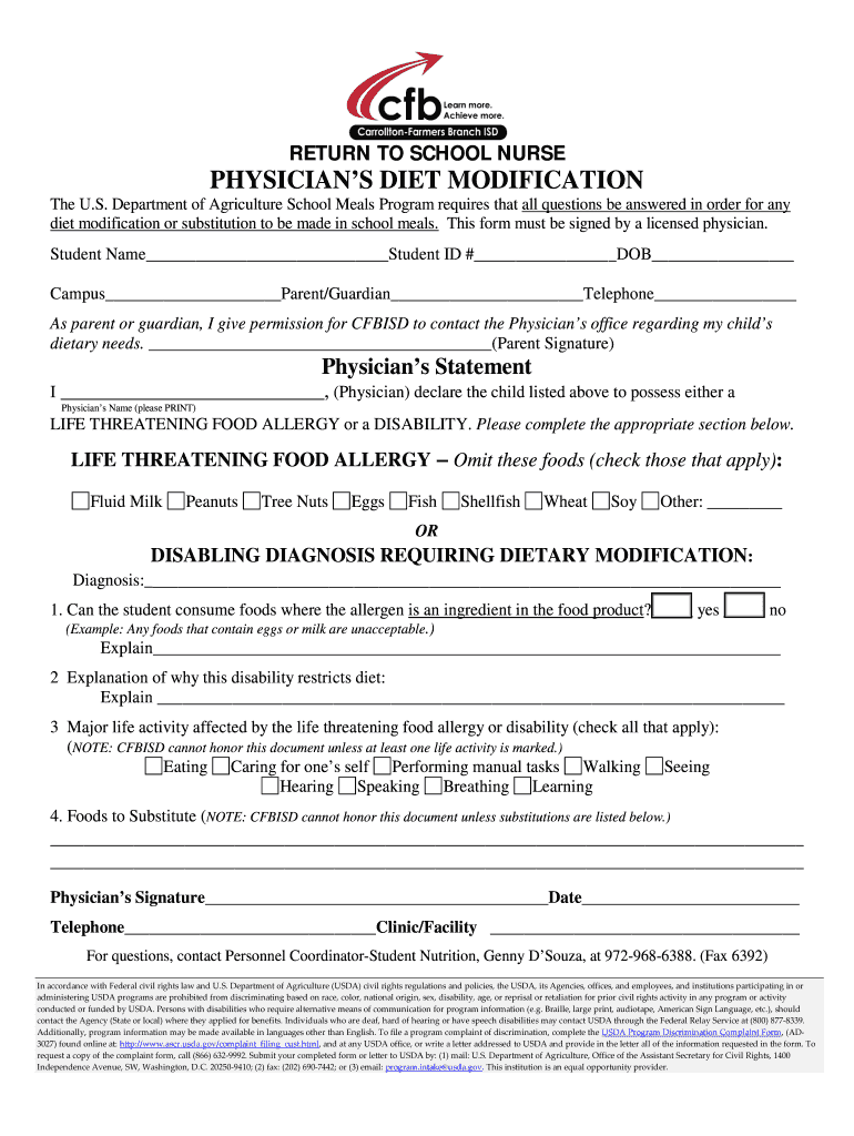 Physician's Diet Modification Form Revised Final