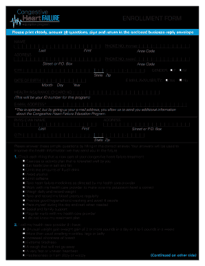 Congestive Heart Failure Education Program Enrollment Form