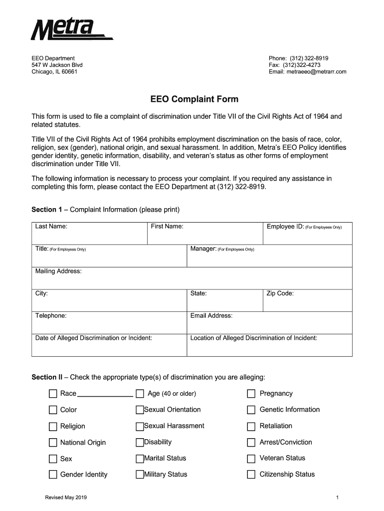 EEO Complaint Form Metra