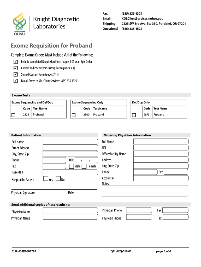 Exome Requisition for Proband  Form