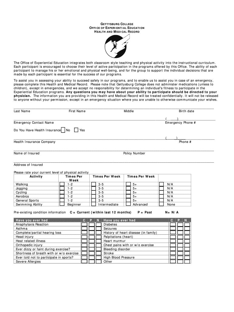 Department of Experiential Education  Form