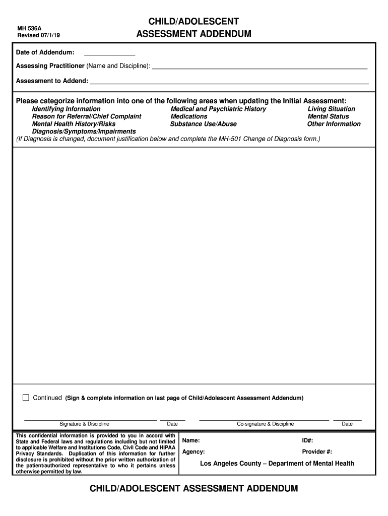 ASSESSMENT ADDENDUM  Form