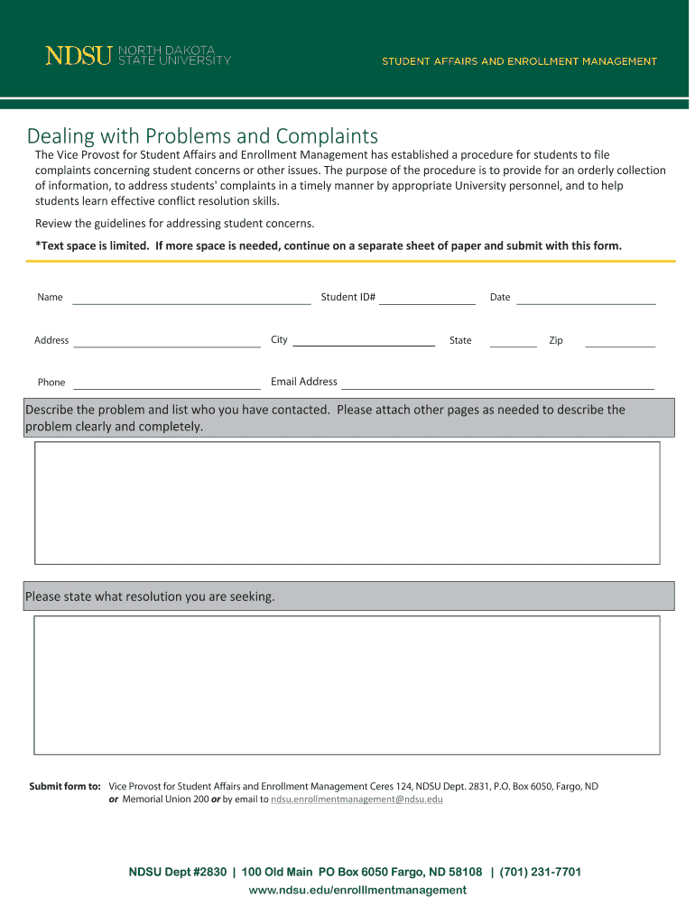 Problem Complaint Form