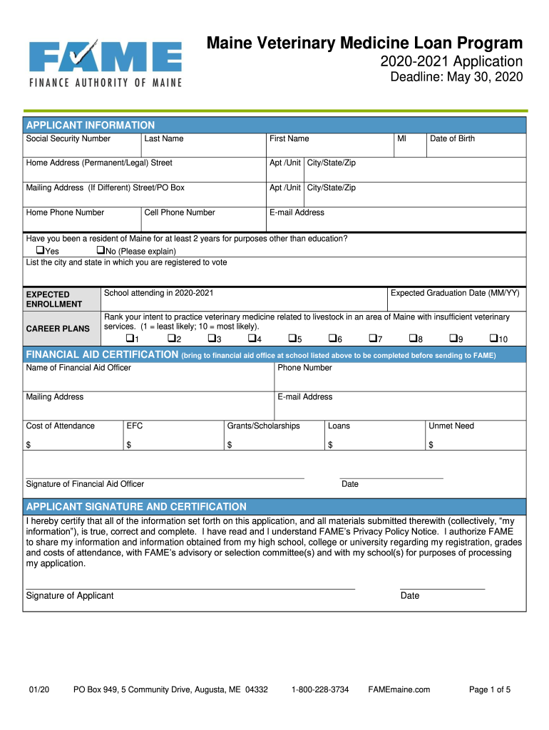 Maine Veterinary Medicine Loan Program Finance Authority  Form