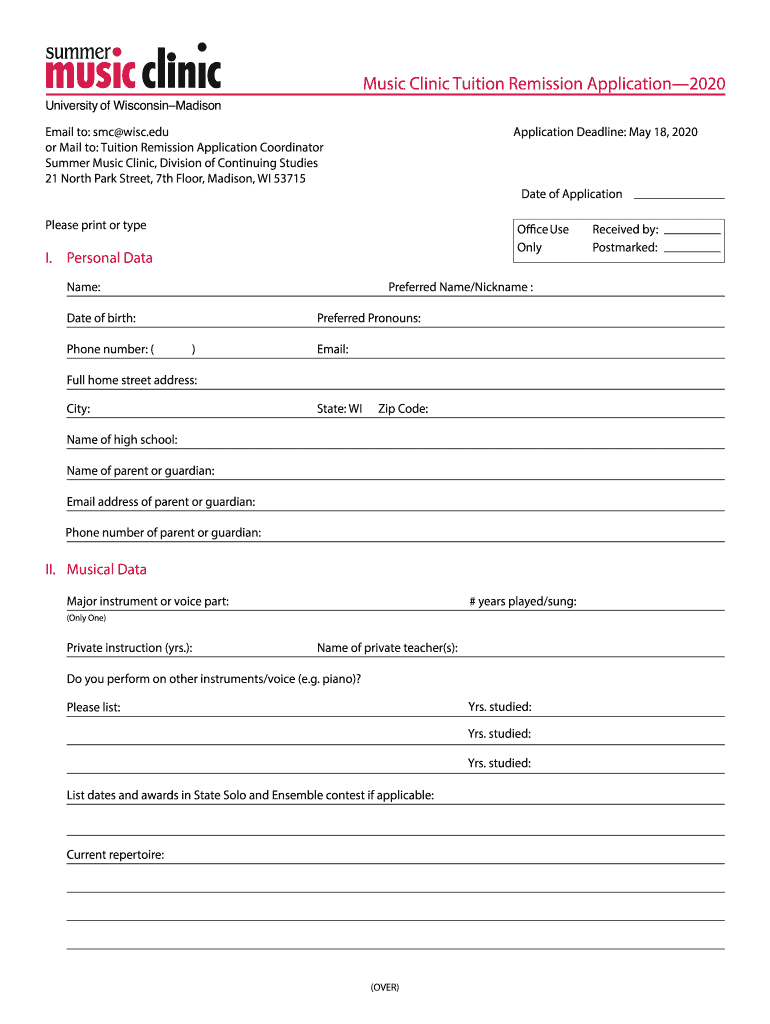  Forms & RegistrationSummer Music ClinicUWMadison 2020-2024