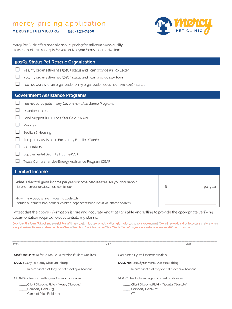 New Clients Forms Mercy Pet Clinic