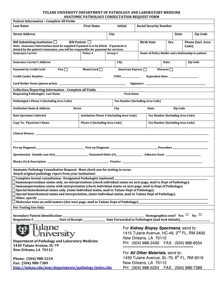 Billing for Certain Anatomic Pathology Services1 North  Form