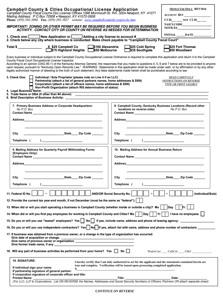 Motor Vehicles Registration Campbell County Kentucky Clerk  Form