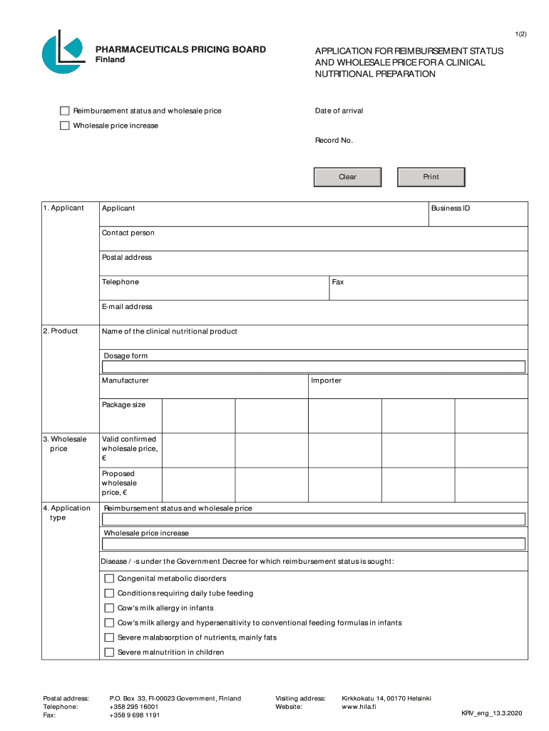 APPLICATION for REIMBURSEMENT STATUS  Form