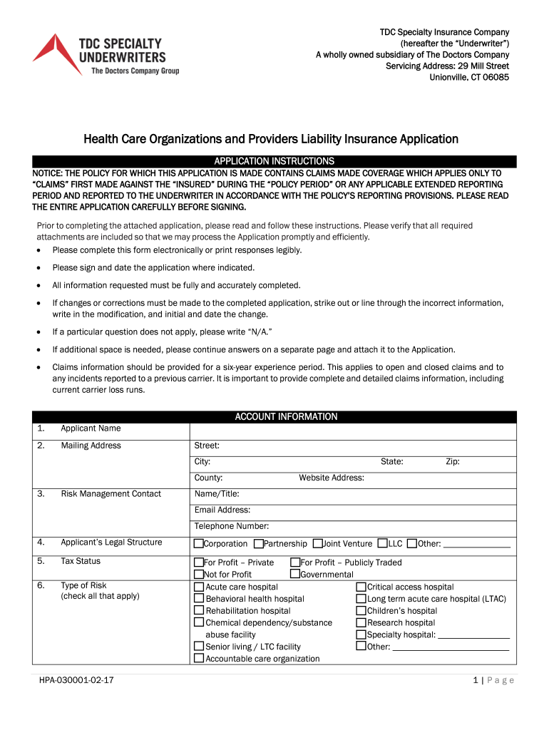HIRED and NON OWNED AUTO SUPPLEMENTAL TDC Specialty  Form