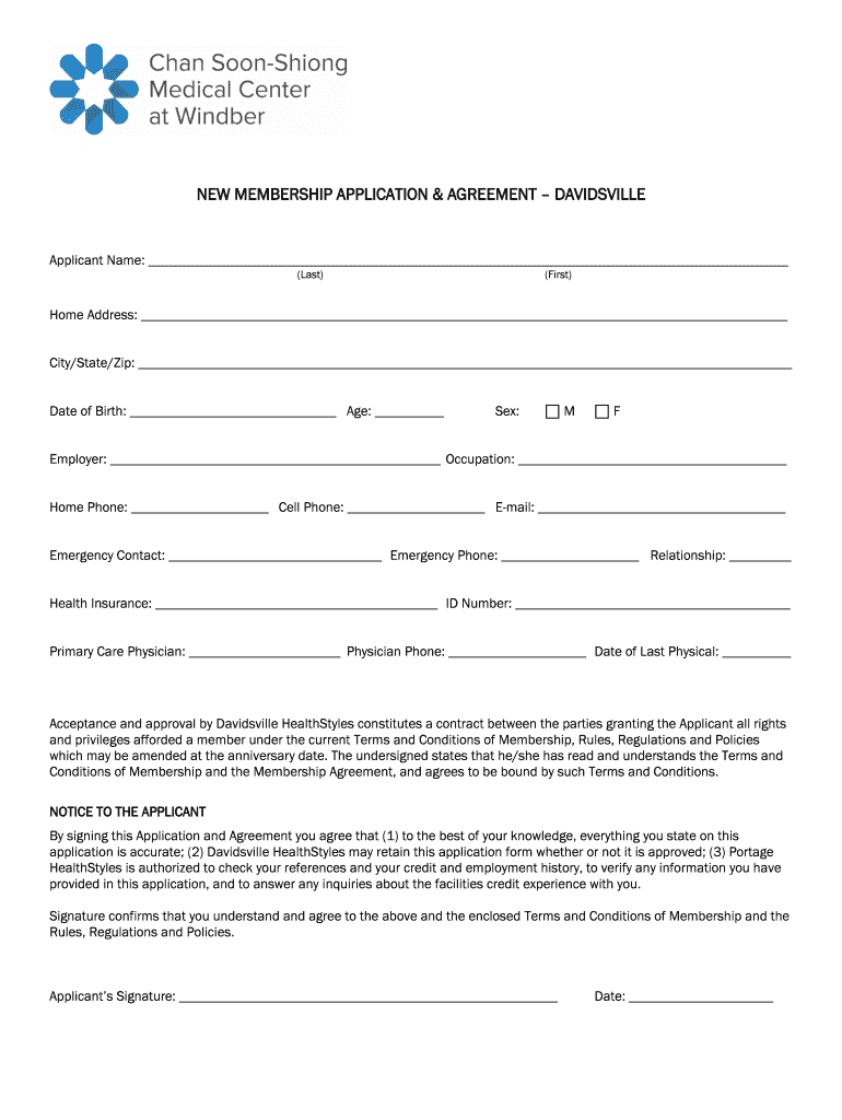 Membership Change Form Member Information