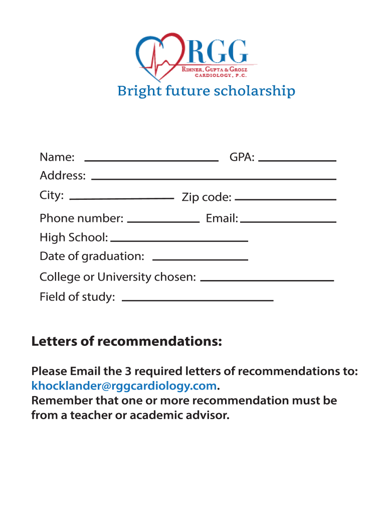 Get and Sign Scholarship Form RGG 2019-2022