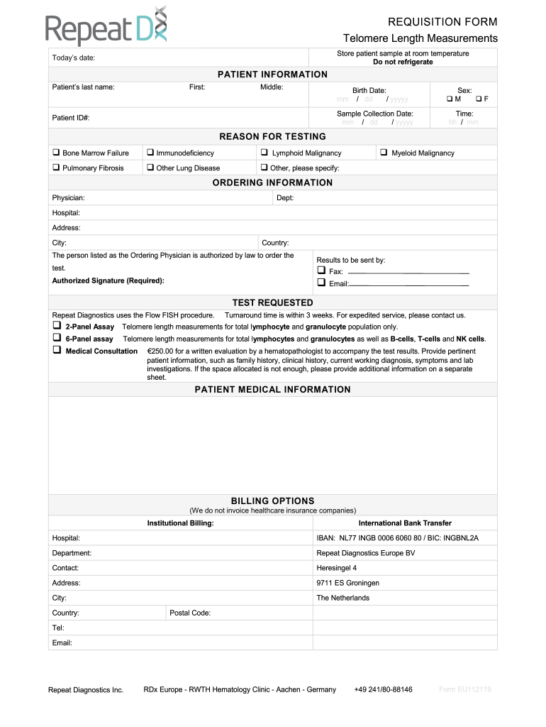 Medical Office Registration Form Repeat Diagnostics