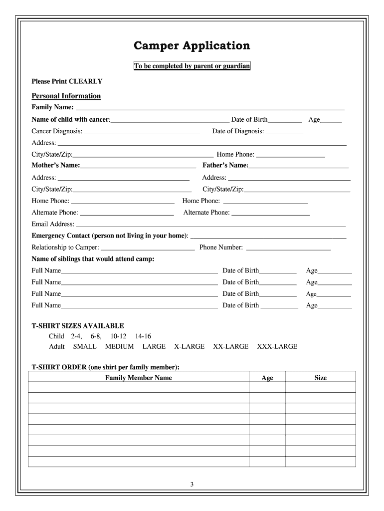 Family Pre Application Jason's Friends Foundation  Form