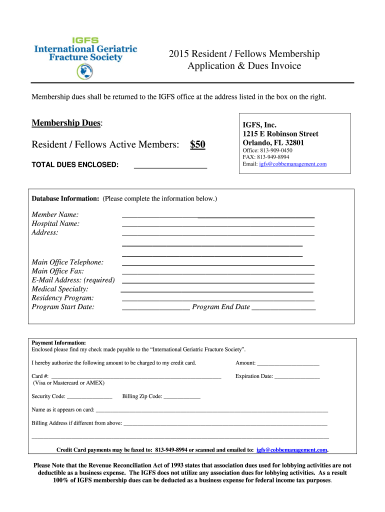 Application &amp; Dues Invoice  Form