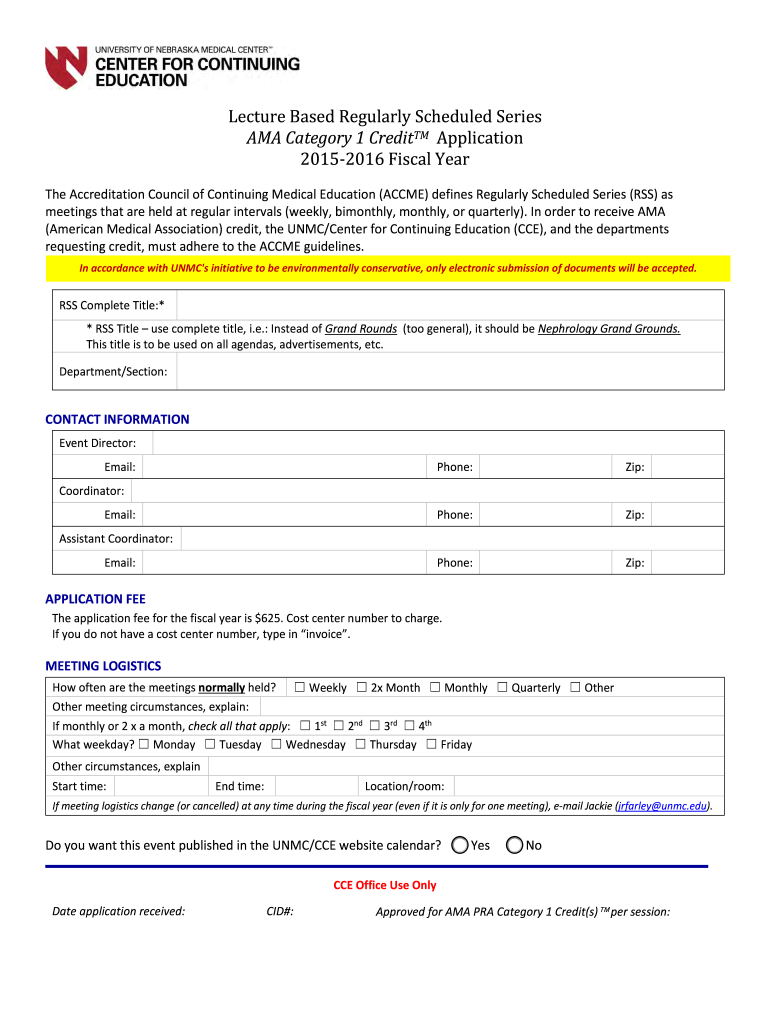 Lecture Based Regularly Scheduled Series AMA Category 1  Form