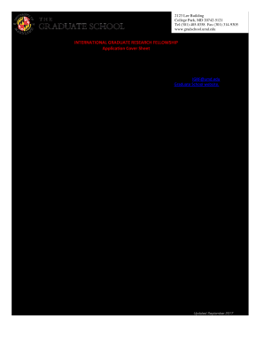 IGRF Application Cover Sheet UMD Grad School  Form