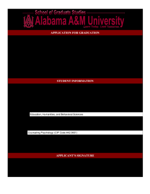  Application for Graduation Alabama A&M University 2017