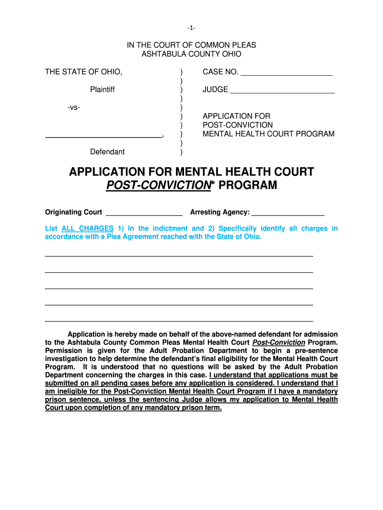 Court of Common Pleas Ashtabula County, Ohio Rules of Civil  Form