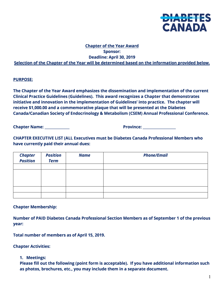  Chapter of the Year Award Application Form 2019-2024