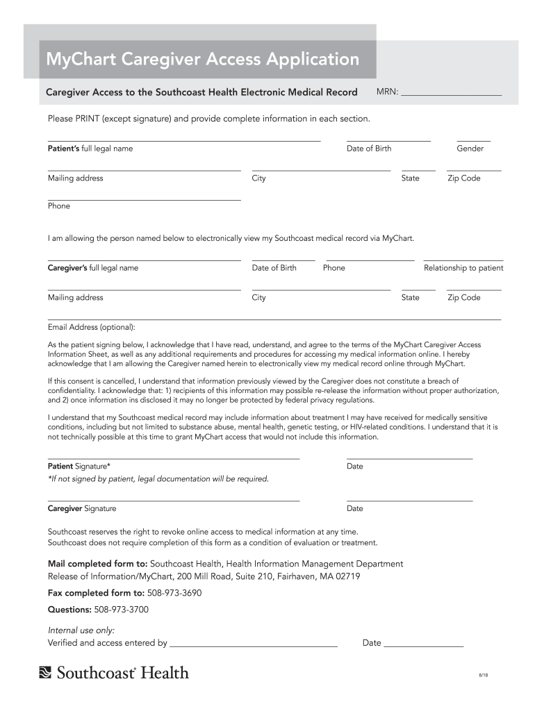  Southcoast Health Mychart Form 2018-2024